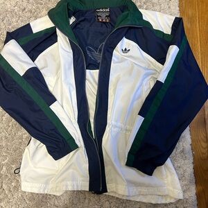 adidas White Navy Green Vintage Track Jacket